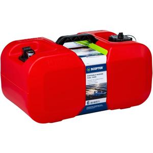 Scepter 6 Gallon Portable Marine Gas Can, Boat Fuel Tank with 2-Way Vented Cap, Built-In Fuel Gauge and Pick-Up, Top Handle, EPA & CARB Compliant, Underseat Design, 19.3"L x 12.2"W x 10.2"H