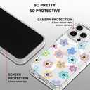 MOSNOVO Case for iPhone 16 Pro, [Compatible with Magsafe] [Buffertech 6.6ft Military-Grade Drop Protection] [Anti Peel Off Tech] Clear Phone Case Design - Groovy Flower