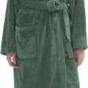 Amorbella Premium Plush Robe for Women Long Fluffy Fleece Robe Winter Warm Bathrobe with Pockets (L)