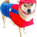 ComfyCamper Hat and Suspenders Dog Costume - X Large Medium Small Lab Star Space Cosplay Halloween Costumes, Small, Red
