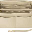 OPPOSHE Purse Organizer Insert for Handbags, Softened Felt Bag Insert Organizer for Tote, Compatible with LV, Coach, MK, Kate Spade, Goyard, Longchamp (Beige, Large)
