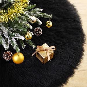 36 Inch Wool Fur Christmas Tree Skirt Thick Plush Black Tree Skirt Christmas Tree Decoration for Xmas Home Party Holiday Decor
