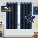 PrinceDeco Blackout Kids Curtains for Bedroom Thermal Insulated Bronze Twinkle Star Curtains for Boys Antique Grommet Top Window Treatment 2 Panels Drape for Nursery (52" W x 63" L, Navy/Bronze)
