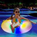 LED Inflatable Pool Float for Kids and Adult, Adult Pool Float Tube, LED Pool Swim Ring, Water Fun Large Blow Up Summer Beach Swimming Raft