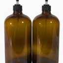 Vivaplex, 2, Large, 32 oz, Empty, Amber Glass Bottles with Black Lotion Pumps