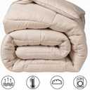 COHOME Quilted Oversized King Size Comforter - All-Season Down Alternative Duvet Insert - Luxury Hotel Winter Warm Beige Comforter with Anti-Clump Tech & 8 Tabs- Reversible, 98"x116"