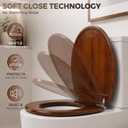 Solid Wood Elongated Toilet Seat with Soft Close Hinges, Decorative Style, Natural Wood, 18.5 x 34 Inches (Light Brown)