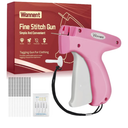 Stitch for Clothes Stitchy Tagging for Clothing Stitchy Quick Clothing Fixer -Includes 1,000 Black Fasteners & 1,000 White Fasteners & 6 Needles(Pink+White)