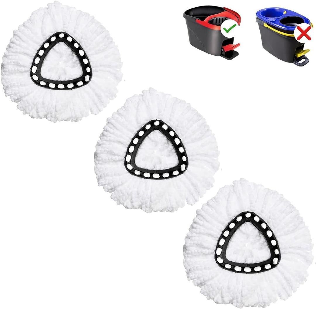 2 x Mop Replace Head, Spin Mop Replacement Head Easywring 1-Tank System, Easy Cleaning, Microfiber, Machine Washable (3 Pack)