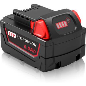 6.0Ah 18v Battery Replacement for Milwaukee 18v Battery 48-11-1850 48-11-1852 48-11-1850R 48-11-1840 48-11-1828 48-11-1820 Compatible with Milwaukee 18volt Batteries