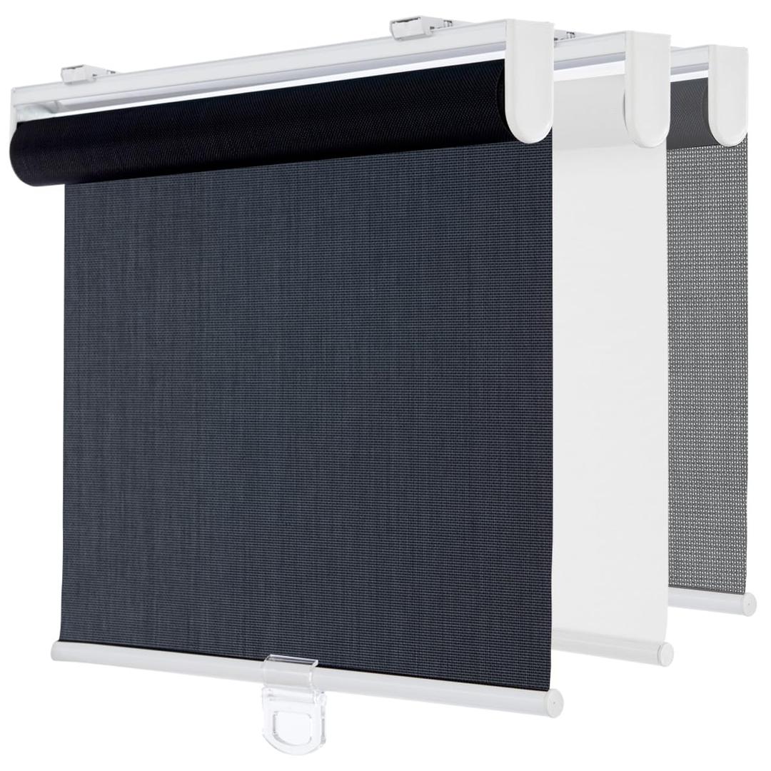 Cordless Light Filtering Roller Window Shades,50" W x 72" H,Black