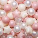 TRENDPLAY Ball Pit Balls Star and Heart Shapes for Toddlers - 50 100 200 500 Count Plastic Balls for Ball Pit Fun and Play (Pink Beige Pearl White)