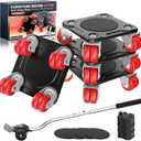 WOUOW Furniture Mover Ultra with 8 Wheels  Upgraded Double-Wheel Design, Carbon Steel Panel Heavy Duty Dolly with Lifter, Max Load 2200 LBS, More Stable & Smoother Moves (5.55.5 in)