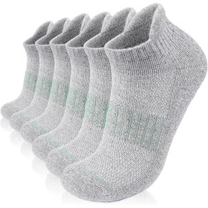 Lapulas Merino Wool Ankle Hiking Running Socks for Men Women Breathable Compression Thick Athletic No Show Socks 6 Pairs (Black, XL)