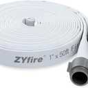 ZYfire Fire Hose - 1" ID x 50 FT Single Jacket EPDM Firefighter Hose with M  F NST/NH Aluminum Couplings 750 PSI Burst Pressure Lightweight for Use in Firefighting