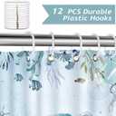 Bonhause Sea Turtle Shower Curtain, Teal Blue Ocean Beach Coastal Bathroom Decor 72 x 72 Inch Polyester Fabric Waterproof Bath Curtain with 12 Hooks