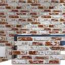 Commomy Faux Brick 3D Wall Panels - 12 pcs of 22.8" x 11.8" - PVC Peel and Stick Tile Brick Textured Printable for Kitchen, Bedroom, Living Room,TV Background,RV Covers 22.48 sq.ft (Large Brick-A)