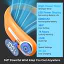 Portable Neck Fan, Personal Wearable Bladeless Fan, 6000mAh USB Rechargeable, 360° Cooling, LED Display, 4-Speeds, Hands Free Fan for Outdoor Indoor, Birthday Gifts for Men Women Dad Mom (Orange)