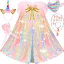 Princess Dress Up Toys Unicorn Princess Cape Gift Set Princess Dress Up Clothes Set Gift for Birthday Christmas Party Halloween