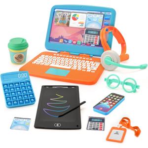 Pretend Play Home Office Toys for Kids 3-7, Toy Laptop Set for Role Playing Game, Working Home Playset for Boys and Girls