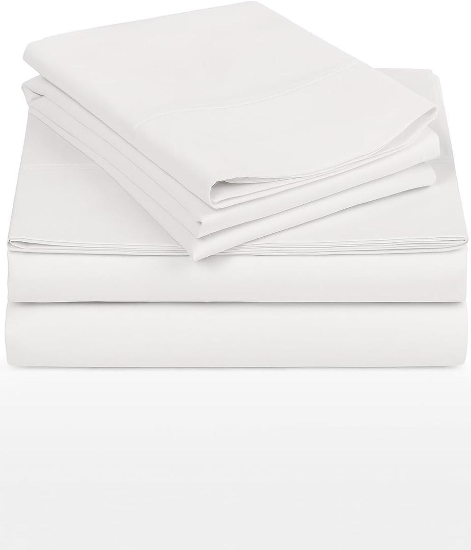 600 Thread Count Cotton Bed Sheets for King|100% Egyptian Cotton Sheets|4 Piece Sheet Set Comfy Ultra Soft Breathable Natural Cooling Sheets|Upto 16 Inch Deep Pocket Sheet Set in White Solid