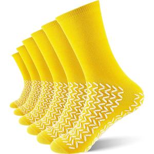 Taiyin Double Sided Tread Non Slip Socks Safety Soft Grippy Sock Slip Stopping Safety Fall Prevention for Women Men Bariatric, Pack of 6, XL 