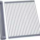 Ohuhu Sink Drying Rack, 20.5" W x 16.1" L Over The Sink Roll-Up Dish Drainer - Rolling Foldable Sink Accessories Heat-Resistant Mat Anti-Slip Silicone Coated Multipurpose for Kitchen Counter