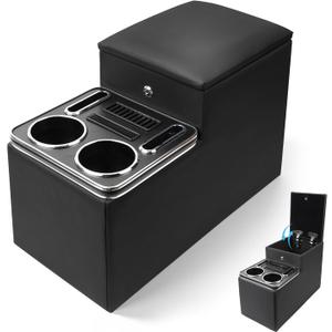 Center Console Between Seats for Minivans, Featuring Cup Holders, Coin Compartment, and Card Slot Center Console for Trucks, Minivans, and SUVs Front Seat Bench Center with Locking (Regular)
