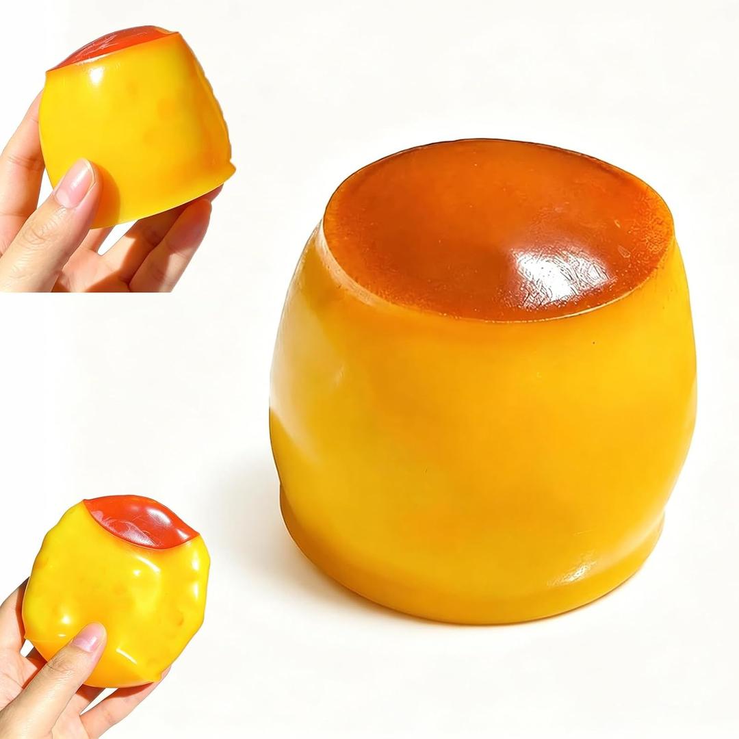 Crunchy Squishy Stress Ball, Caramel Pudding Stress Ball Squishy, Clay Filled Bead Squishy Sensory Squeeze Toy for Adults Party Favor Squeeze Toy Desk Stress Relief