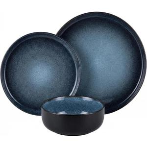Plates and Bowls Sets,12 Pieces Round Porcelain Dinnerware Sets,Dishes, Plates, Dishware Sets,Chip Resistant Ceramic Dish Set Dining Dinner Ware Service for 4