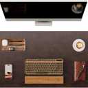 YSAGi Genuine Leather Desk Mat, 35.4"X17" Office Desk Pad, Thick Premium Table Pad with Stitched Line, Non-Slip Laptop Writing Pad with Rubber Base (Dark Brown, 35.4"x17")