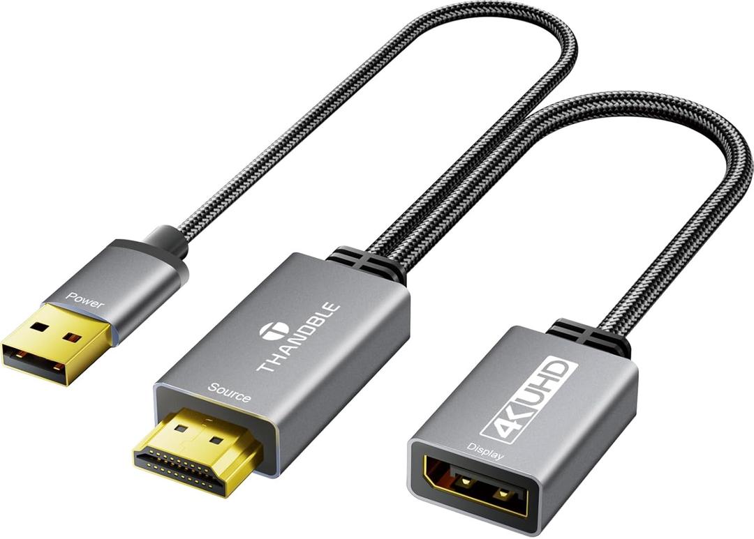Active HDMI to DisplayPort Adapter (4K@60Hz), Uni-Directional HDMI (Source) to DP (Display) Converter, Male to Display Port Female Compatible for PS 4/5, Xbox 360 One, PC, Laptop