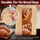 Brown Kraft Paper Bread Bags with Window & Tin Ties (100 Pack + Stickers) - 14x8.3x3.5" Professional Bakery Storage Bags, Wholesale Bread Packaging, Bulk Restaurant Supply Gift Goods