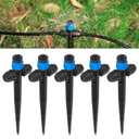 25 Pcs Drip Irrigation Fan Emitter for 1/4" Irrigation Tubing, Adjustable Water Flow Irrigation Spary Dripper with Stake Drip Micro Drip Irrigation Sprayer Emitter for Irrigation Watering System