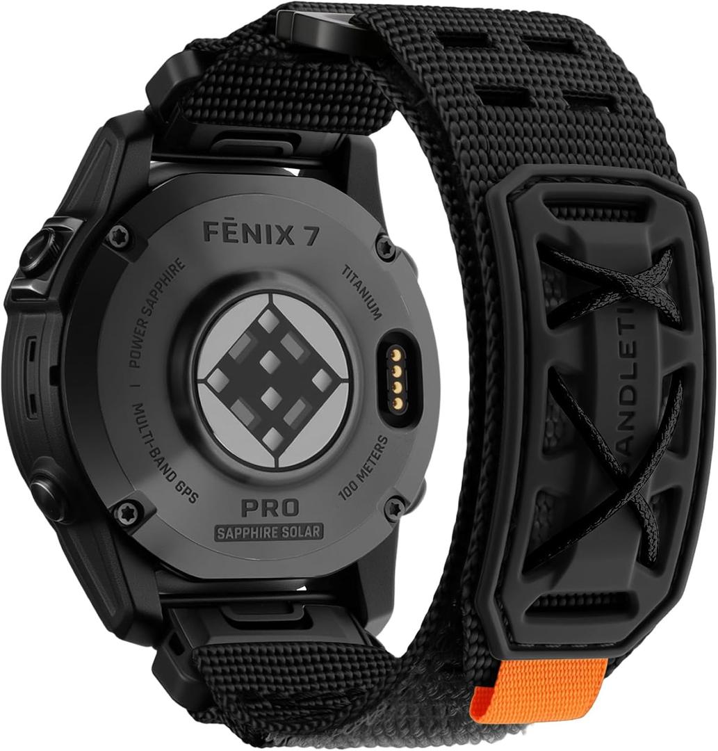 Bandletic Compatible with Garmin Fenix 8 47mm Watch Band - 22mm Quick Fit Replacement Nylon Strap for Fenix 7 6 Pro/5 Plus/Instinct 3 E 45mm 2 /Forerunner 970/965/955/945/Approach S70/S62/S60 /Quatix
