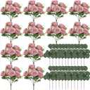 Peonies Artificial Flowers Bulk, 12 Bundles Fake Silk Peonies Faux Eucalyptus Bouquet Realistic Peony Floral Arrangement for Wedding Table Centerpiece Vase Decor (Dusty Pink)