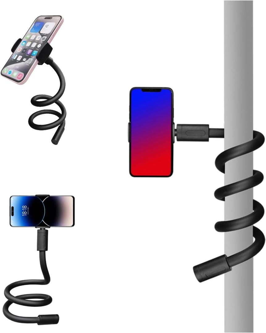 YKI Flexible Phone Holder for Stroller, Treadmill, Wheelchair, Desk & More, Flexible Phone Stand for iPhones/Smartphones up to 3.5 Wide, 20 Long Arm Gooseneck Portable Phone Mount