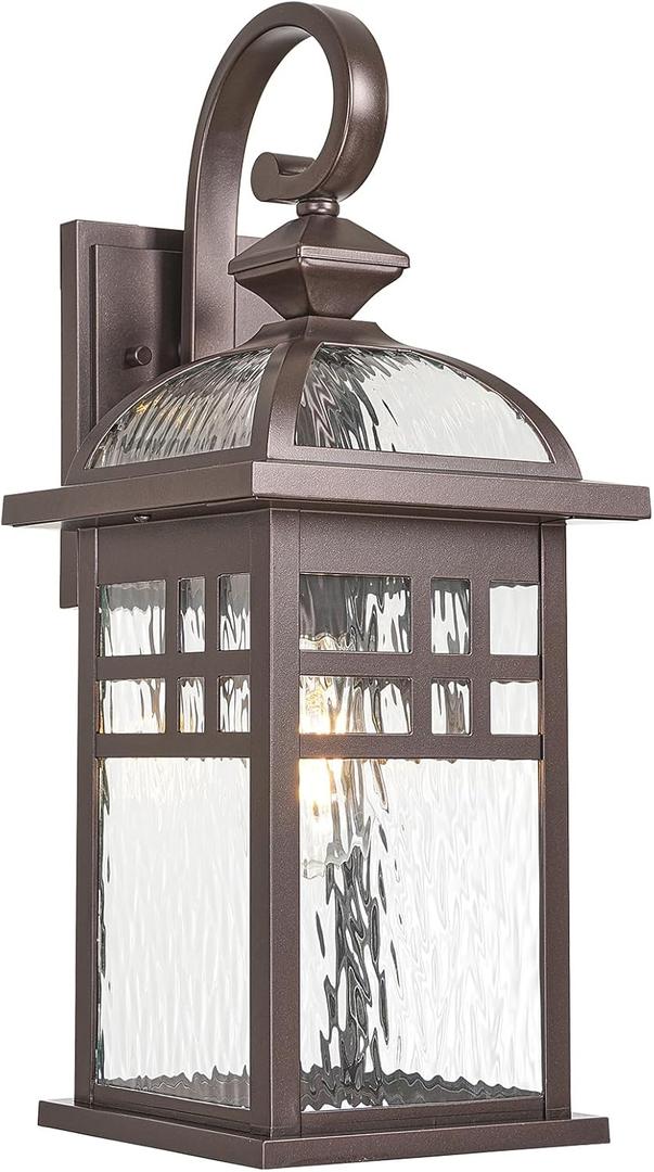 Outdoor Wall Lights 22 Inch Porch Lights Outdoor with Water Ripple Glass Shade ORB Finish Exterior Lighting Fixtures for Front Door Garage Entryway E26 Socket Waterproof