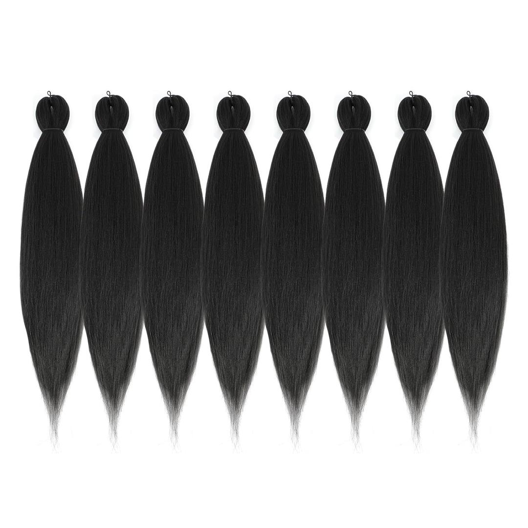 Pre-stretched Braiding Hair - 22 Inch 8 Packs Dark Brown Braiding Hair For Twist or Box Braids, Yaki Texture Hot Water Setting Synthetic Braiding Hair Extensions (22 Inch, 2#-8P)