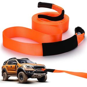 Windyun 2" x 50 ft Recovery Tow Strap Road Straps Heavy Duty Tow Rope Recovery Rope with Reinforced Loops and Protective Sleeves for Vehicle Truck Winching Gear Accessories 20, 000 Lbs
