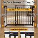 Extra Wide Baby Gate for Stairs Doorways & Kitchen,32"-54" W x 29" H, No Bottom Bar Dog Gate, One-Handed Auto-Close, Hardware Mount Safety Gate for Dogs & Toddlers, Black