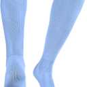 TCK Prosport Tube Socks Baseball Socks Softball Football Socks Durable and Moisture Wicking Over the Calf (Large, Columbia Blue)