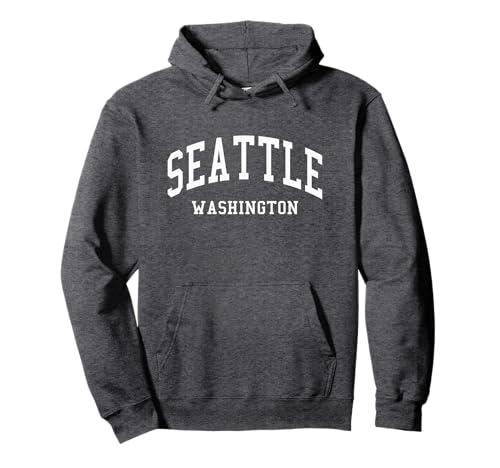 Seattle - Washington - Throwback Design - Classic Pullover Hoodie, M, Asphalt Grey