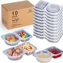 2 x MACTANO 10 Sets Condiment Container with Lid, Disposable Double Compartment Plastic Container for Sauce Snack