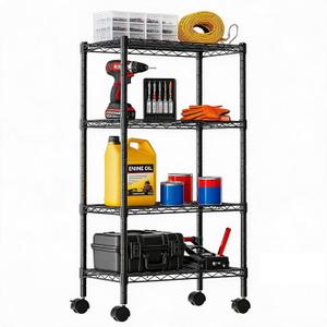 DUMOS 4-Tier Metal Storage Shelves, Rolling Wire Shelving, 23.2" W, Type 2 with wheels