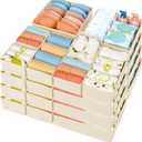 DIMJ Drawer Organizer Clothes, 24 Pack Dresser Organizer, Foldable Closet Organizers and Storage, Fabric Dresser Drawer Organizers, Drawer Dividers for Nursery, Baby Clothes, Underwears, Sock (Beige)