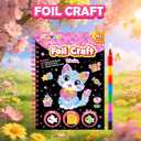 FUNNYB&G Foil Art Craft Kit for Kids, Sparkly Birthday Gift Toy for Girls | No Mess, Kids Ages 4-10 Create Sparkling Artwork, A Creative Gift for Birthdays, Holidays, Travel Activities,Screen-Free Fun