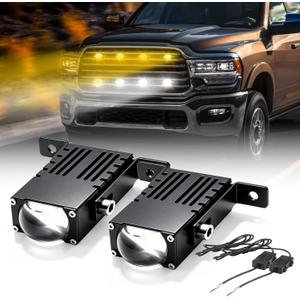 Super Bright Driving Lights, Mini Projector Fog Lights for Car/Truck/Offroad/UTV/ATV/Motorcycle, Slim LED Bar, Hi-Lo Beam, White/Yellow (2 Pcs)