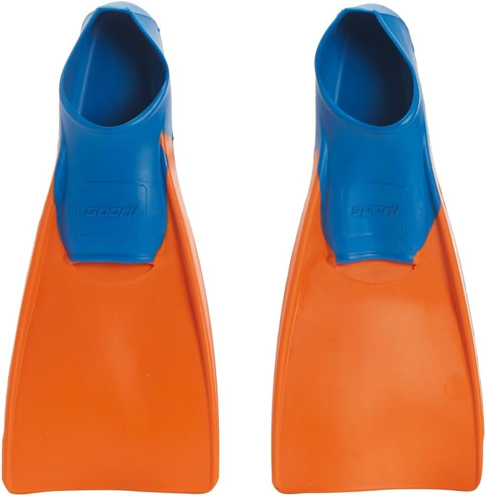 Sporti Adult-Kids Swim Fins for Pool Lap Swimming - Long Floating Fins for Swimming & Snorkeling - Swim Flippers for Training (Little Kid 1-2 (OrangeBlue), OrangeBlue)
