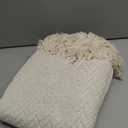 DII Modern Zig Zag Throw Blanket Woven Cotton, Hand-Knotted 2.5" Fringe, 50x60, Natural